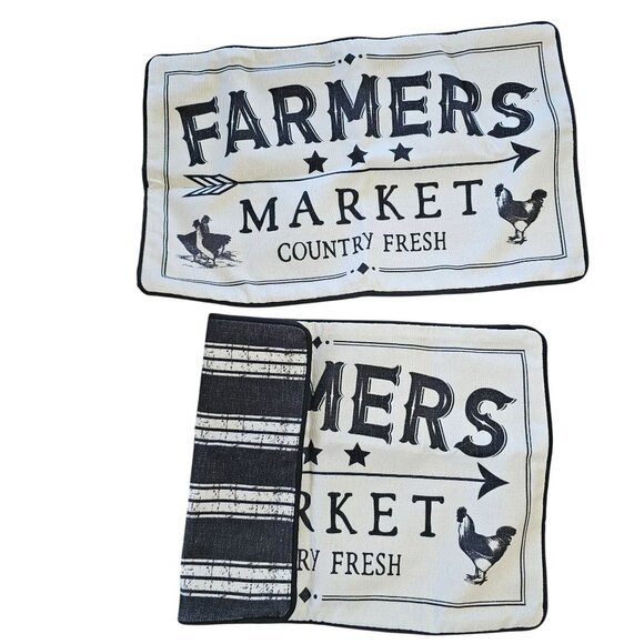 Marlo Lorenz Farmers Market Pillow Cover 19x12 Decorative Black Striped back zip - Picture 1 of 4